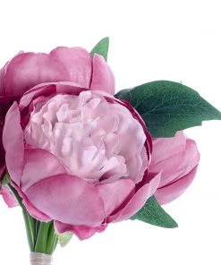 HIER_1130 Artificial Peony 5 Flower Head Lavender/Pink Peony Bouquet | Artificial Silk Peonies Spray