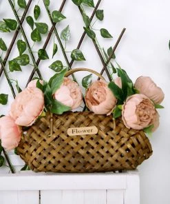 HIER_1130 5 Flower Head Peach Peony Bouquet | Artificial Silk Peonies Spray 20 HIER_1130 5 Flower Head Peach Peony Bouquet | Artificial Silk Peonies Spray