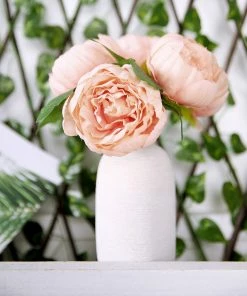 HIER_1130 5 Flower Head Peach Peony Bouquet | Artificial Silk Peonies Spray 19 HIER_1130 5 Flower Head Peach Peony Bouquet | Artificial Silk Peonies Spray