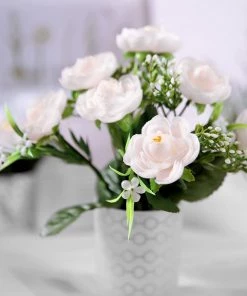 HIER_1130 4 Bushes | Blush/Rose Gold Artificial Silk Peony Flower Bouquet Arrangement Chargers & Centerpieces