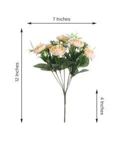 HIER_1130 4 Bushes | Cream Artificial Silk Peony Flower Bouquet Arrangement