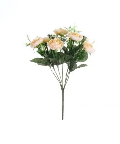HIER_1130 4 Bushes | Cream Artificial Silk Peony Flower Bouquet Arrangement