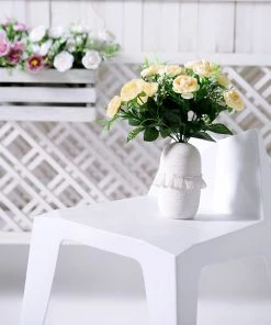 HIER_1130 4 Bushes | Cream Artificial Silk Peony Flower Bouquet Arrangement