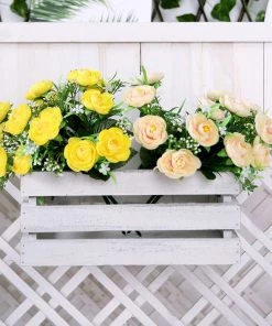 HIER_1130 4 Bushes | Cream Artificial Silk Peony Flower Bouquet Arrangement