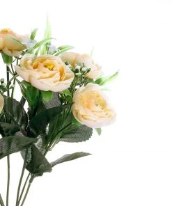 HIER_1130 4 Bushes | Cream Artificial Silk Peony Flower Bouquet Arrangement