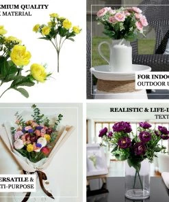 HIER_1130 4 Bushes | Cream Artificial Silk Peony Flower Bouquet Arrangement