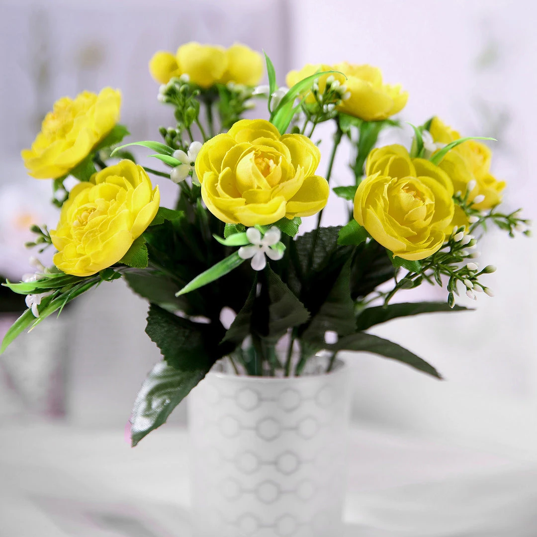 HIER_1130 4 Bushes | Yellow Artificial Silk Peony Flower Bouquet Arrangement 2 HIER_1130 4 Bushes | Yellow Artificial Silk Peony Flower Bouquet Arrangement