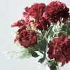 HIER_1130 Chargers & Centerpieces 2 Bouquets | Burgundy Artificial Silk Peony Flower Bush Arrangement