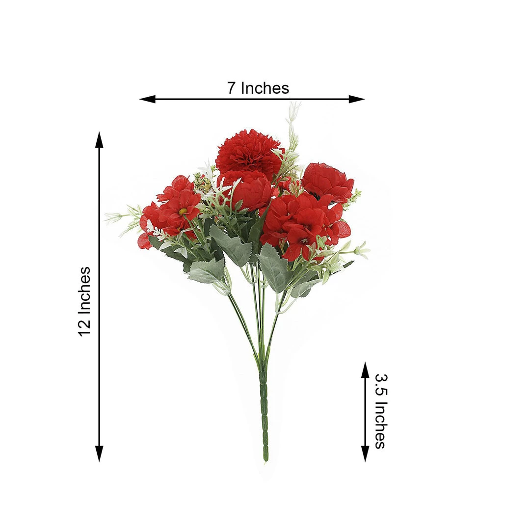 HIER_1130 Chargers & Centerpieces 2 Bouquets | Red Artificial Silk Peony Flower Bush Arrangement 3 HIER_1130 Chargers & Centerpieces 2 Bouquets | Red Artificial Silk Peony Flower Bush Arrangement