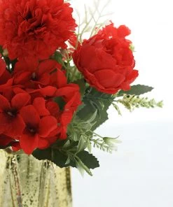 HIER_1130 Chargers & Centerpieces 2 Bouquets | Red Artificial Silk Peony Flower Bush Arrangement 18 HIER_1130 Chargers & Centerpieces 2 Bouquets | Red Artificial Silk Peony Flower Bush Arrangement
