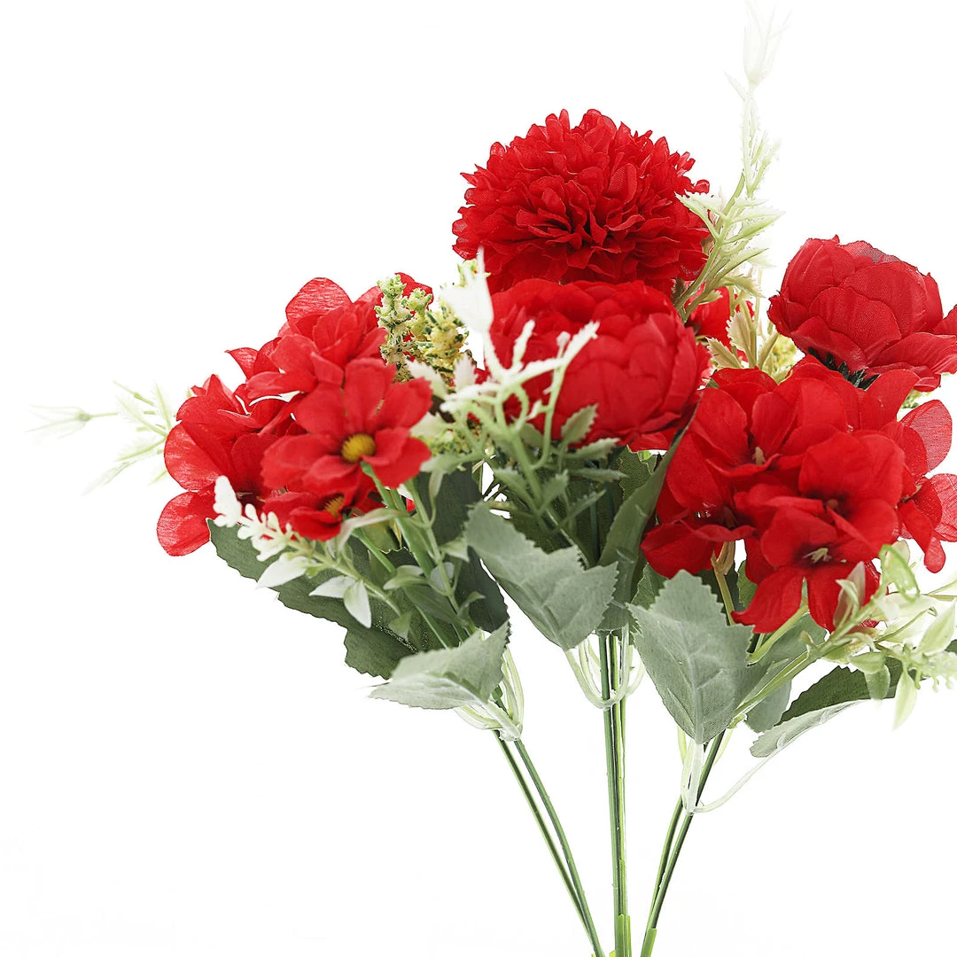 HIER_1130 Chargers & Centerpieces 2 Bouquets | Red Artificial Silk Peony Flower Bush Arrangement 11 HIER_1130 Chargers & Centerpieces 2 Bouquets | Red Artificial Silk Peony Flower Bush Arrangement