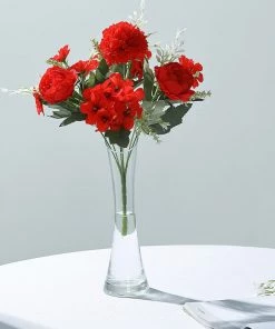 HIER_1130 Chargers & Centerpieces 2 Bouquets | Red Artificial Silk Peony Flower Bush Arrangement 17 HIER_1130 Chargers & Centerpieces 2 Bouquets | Red Artificial Silk Peony Flower Bush Arrangement