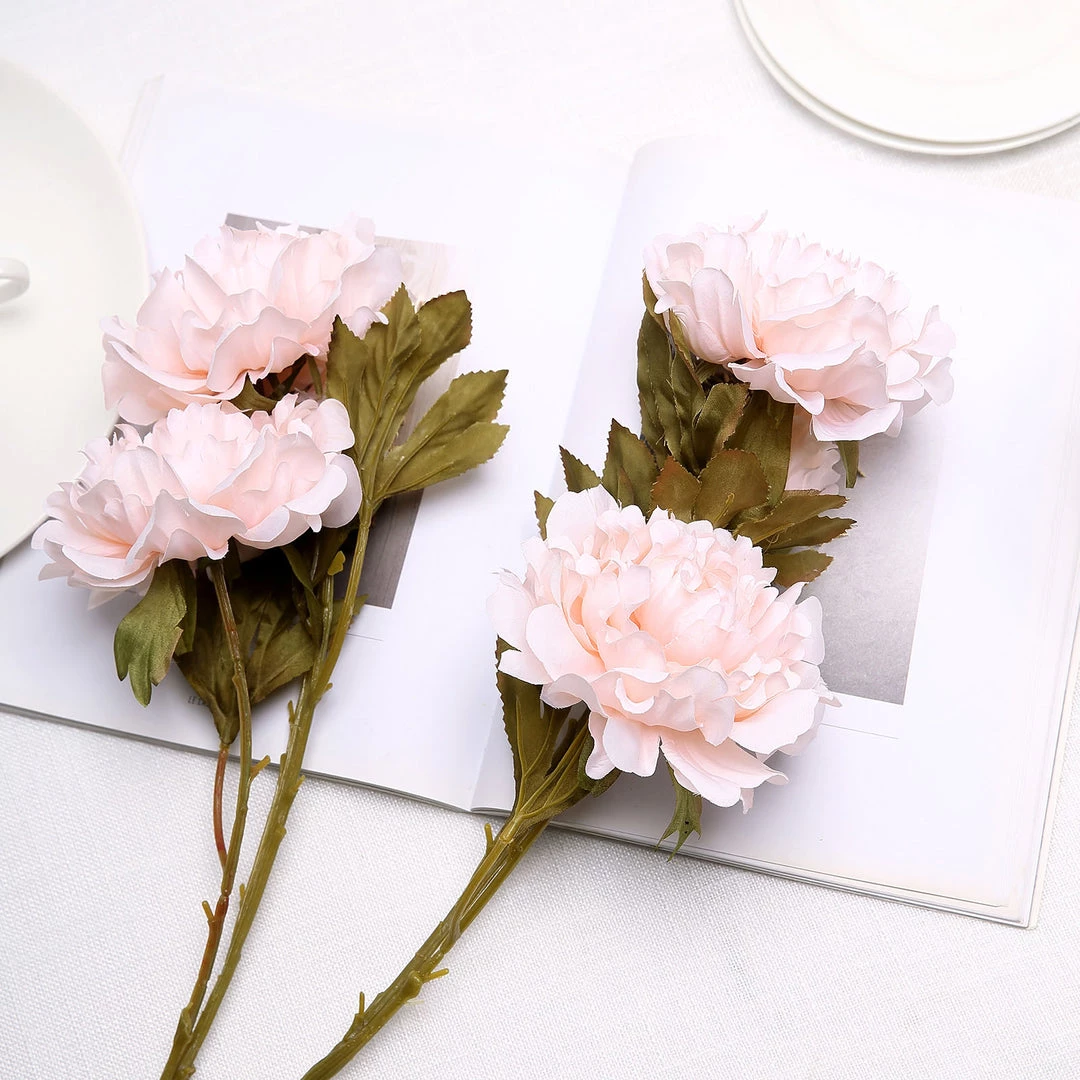HIER_1130 2 Bushes | 29" Tall Blush/Rose Gold Artificial Silk Peony Flower Bouquets 2 HIER_1130 2 Bushes | 29" Tall Blush/Rose Gold Artificial Silk Peony Flower Bouquets