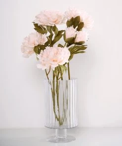 HIER_1130 2 Bushes | 29" Tall Blush/Rose Gold Artificial Silk Peony Flower Bouquets