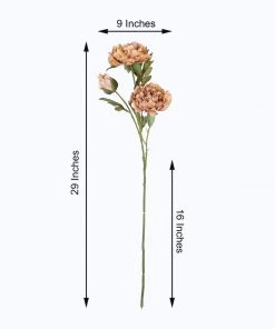 HIER_1130 2 Bushes | 29" Tall Dusty Rose Artificial Silk Peony Flower Bouquets Artificial Flower & Plants 14 HIER_1130 2 Bushes | 29