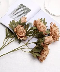 HIER_1130 2 Bushes | 29" Tall Dusty Rose Artificial Silk Peony Flower Bouquets Artificial Flower & Plants 20 HIER_1130 2 Bushes | 29