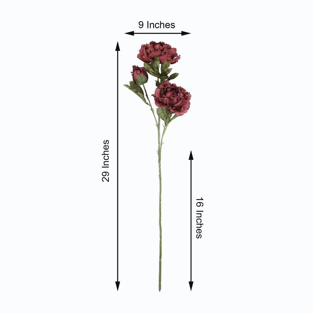 HIER_1130 2 Bushes | 29" Tall Burgundy Artificial Silk Peony Flower Bouquets Artificial Peony 3 HIER_1130 2 Bushes | 29" Tall Burgundy Artificial Silk Peony Flower Bouquets Artificial Peony