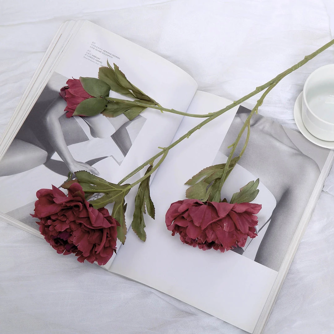 HIER_1130 2 Bushes | 29" Tall Burgundy Artificial Silk Peony Flower Bouquets Artificial Peony 8 HIER_1130 2 Bushes | 29" Tall Burgundy Artificial Silk Peony Flower Bouquets Artificial Peony