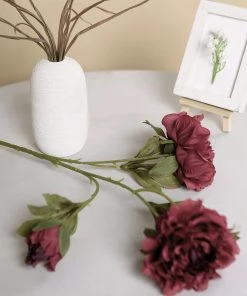 HIER_1130 2 Bushes | 29" Tall Burgundy Artificial Silk Peony Flower Bouquets Artificial Peony 20 HIER_1130 2 Bushes | 29