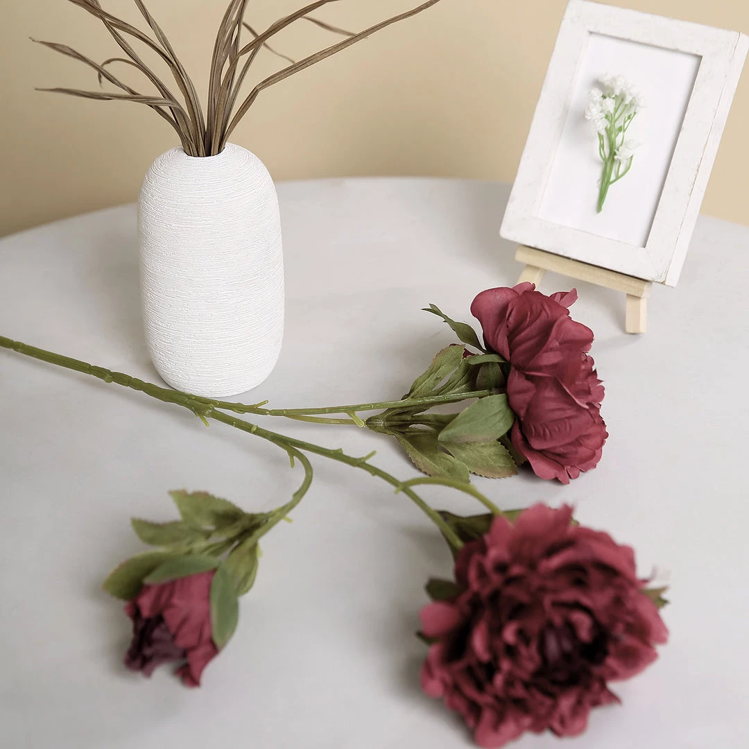 HIER_1130 2 Bushes | 29" Tall Burgundy Artificial Silk Peony Flower Bouquets Artificial Peony 9 HIER_1130 2 Bushes | 29" Tall Burgundy Artificial Silk Peony Flower Bouquets Artificial Peony