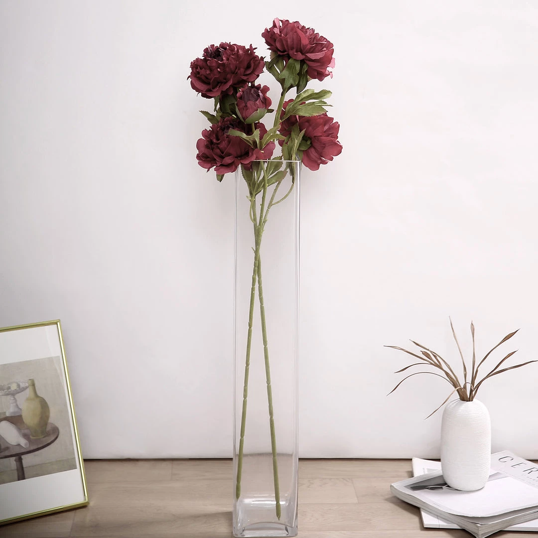 HIER_1130 2 Bushes | 29" Tall Burgundy Artificial Silk Peony Flower Bouquets Artificial Peony 6 HIER_1130 2 Bushes | 29" Tall Burgundy Artificial Silk Peony Flower Bouquets Artificial Peony