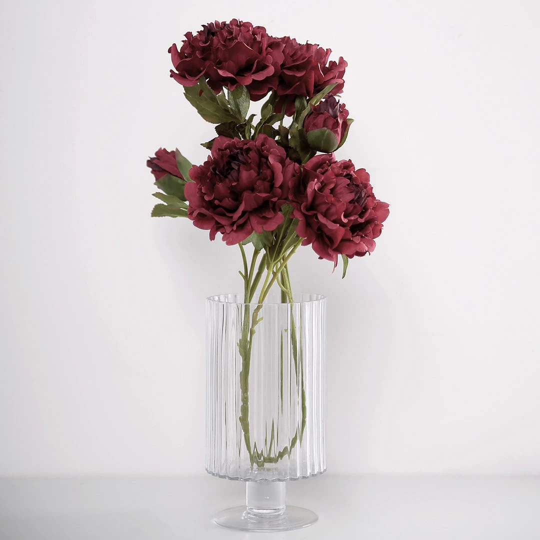 HIER_1130 2 Bushes | 29" Tall Burgundy Artificial Silk Peony Flower Bouquets Artificial Peony 1 HIER_1130 2 Bushes | 29" Tall Burgundy Artificial Silk Peony Flower Bouquets Artificial Peony