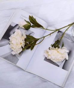 HIER_1130 2 Bushes | 29" Tall Ivory Artificial Silk Peony Flower Bouquets Artificial Peony 19 HIER_1130 2 Bushes | 29