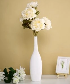 HIER_1130 2 Bushes | 29" Tall Ivory Artificial Silk Peony Flower Bouquets Artificial Peony 18 HIER_1130 2 Bushes | 29
