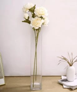 HIER_1130 2 Bushes | 29" Tall Ivory Artificial Silk Peony Flower Bouquets Artificial Peony 17 HIER_1130 2 Bushes | 29
