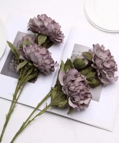 HIER_1130 2 Bushes | 29" Tall Mauve Artificial Silk Peony Flower Bouquets Artificial Flower & Plants
