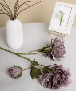 HIER_1130 2 Bushes | 29" Tall Mauve Artificial Silk Peony Flower Bouquets Artificial Flower & Plants 20 HIER_1130 2 Bushes | 29