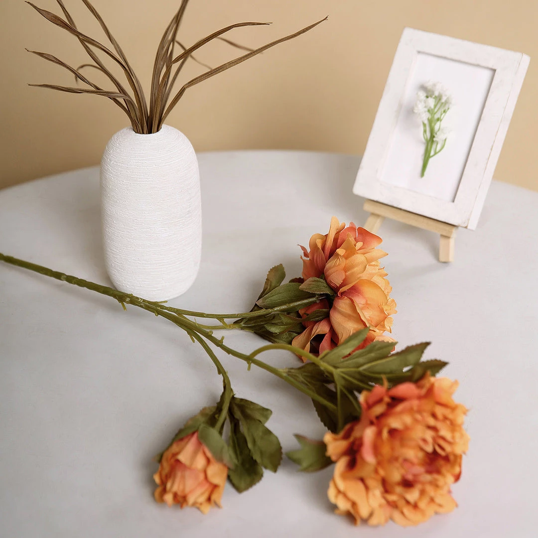 HIER_1130 2 Bushes | 29" Tall Orange Artificial Silk Peony Flower Bouquets 8 HIER_1130 2 Bushes | 29" Tall Orange Artificial Silk Peony Flower Bouquets