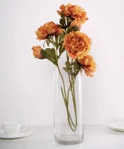 HIER_1130 2 Bushes | 29" Tall Orange Artificial Silk Peony Flower Bouquets 19 HIER_1130 2 Bushes | 29