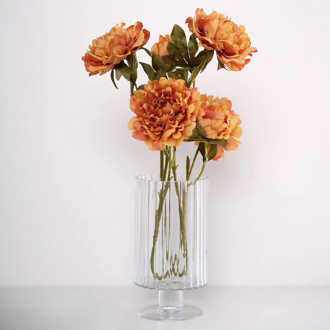 HIER_1130 2 Bushes | 29" Tall Orange Artificial Silk Peony Flower Bouquets 1 HIER_1130 2 Bushes | 29" Tall Orange Artificial Silk Peony Flower Bouquets
