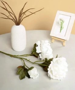 HIER_1130 2 Bushes | 29" Tall White Artificial Silk Peony Flower Bouquets 20 HIER_1130 2 Bushes | 29