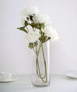 HIER_1130 2 Bushes | 29" Tall White Artificial Silk Peony Flower Bouquets 21 HIER_1130 2 Bushes | 29