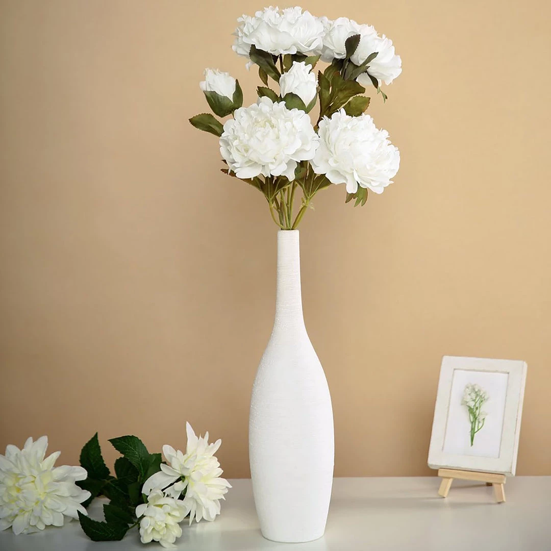 HIER_1130 2 Bushes | 29" Tall White Artificial Silk Peony Flower Bouquets 7 HIER_1130 2 Bushes | 29" Tall White Artificial Silk Peony Flower Bouquets