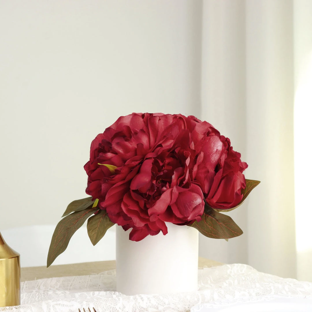 HIER_1130 2 Bushes | 17" Burgundy Artificial Silk Peony Flower Bouquets, Real Touch Peonies Spray Artificial Peony 1 HIER_1130 2 Bushes | 17" Burgundy Artificial Silk Peony Flower Bouquets, Real Touch Peonies Spray Artificial Peony