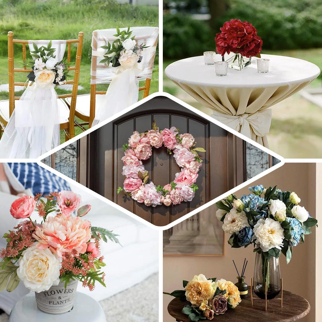 HIER_1130 2 Bushes | 17" Gold Artificial Silk Peony Flower Bouquets, Real Touch Peonies Spray Artificial Peony 5 HIER_1130 2 Bushes | 17" Gold Artificial Silk Peony Flower Bouquets, Real Touch Peonies Spray Artificial Peony