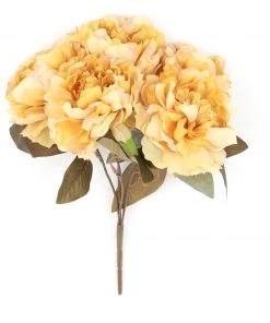 HIER_1130 2 Bushes | 17" Gold Artificial Silk Peony Flower Bouquets, Real Touch Peonies Spray Artificial Peony 31 HIER_1130 2 Bushes | 17