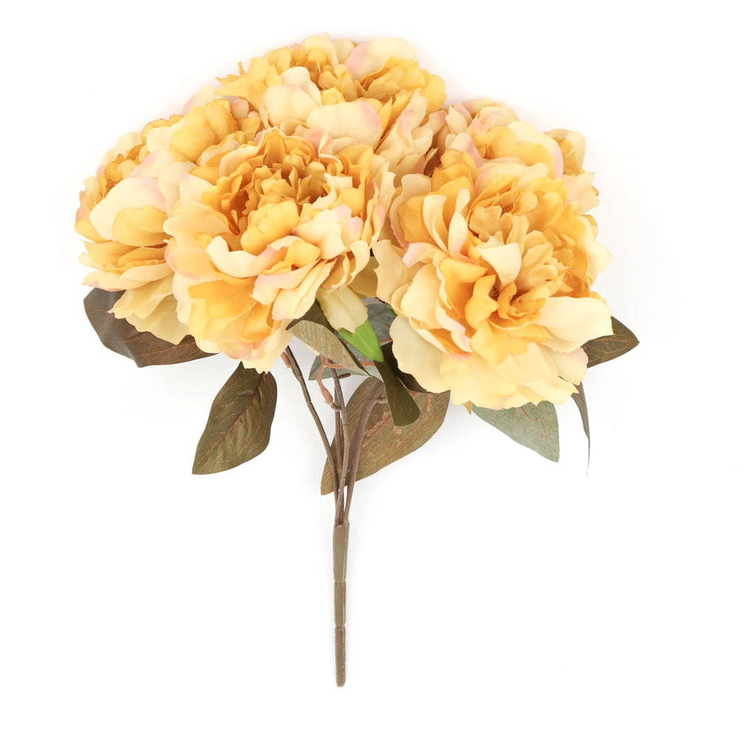 HIER_1130 2 Bushes | 17" Gold Artificial Silk Peony Flower Bouquets, Real Touch Peonies Spray Artificial Peony 15 HIER_1130 2 Bushes | 17" Gold Artificial Silk Peony Flower Bouquets, Real Touch Peonies Spray Artificial Peony