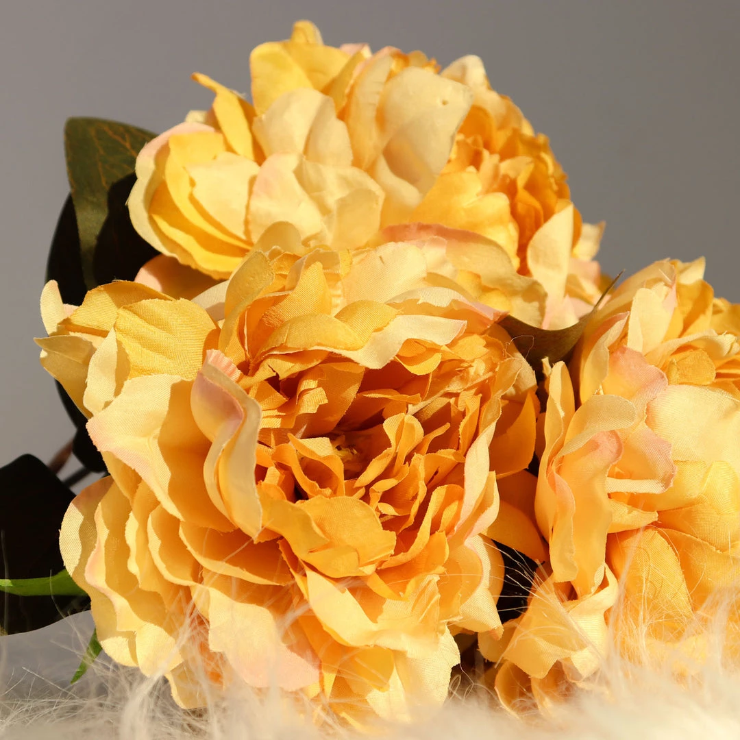 HIER_1130 2 Bushes | 17" Gold Artificial Silk Peony Flower Bouquets, Real Touch Peonies Spray Artificial Peony 8 HIER_1130 2 Bushes | 17" Gold Artificial Silk Peony Flower Bouquets, Real Touch Peonies Spray Artificial Peony