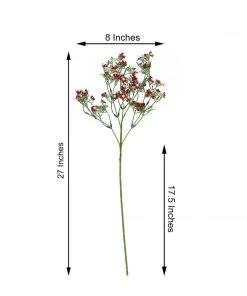 HIER_1150 Faux Cherry Blossoms | Baby Breath 4 Stems | 27" Burgundy Artificial Silk Babys Breath Gypsophila Flowers 13 HIER_1150 Faux Cherry Blossoms | Baby Breath 4 Stems | 27
