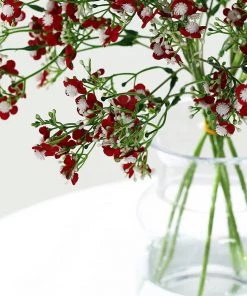 HIER_1150 Faux Cherry Blossoms | Baby Breath 4 Stems | 27" Burgundy Artificial Silk Babys Breath Gypsophila Flowers 17 HIER_1150 Faux Cherry Blossoms | Baby Breath 4 Stems | 27