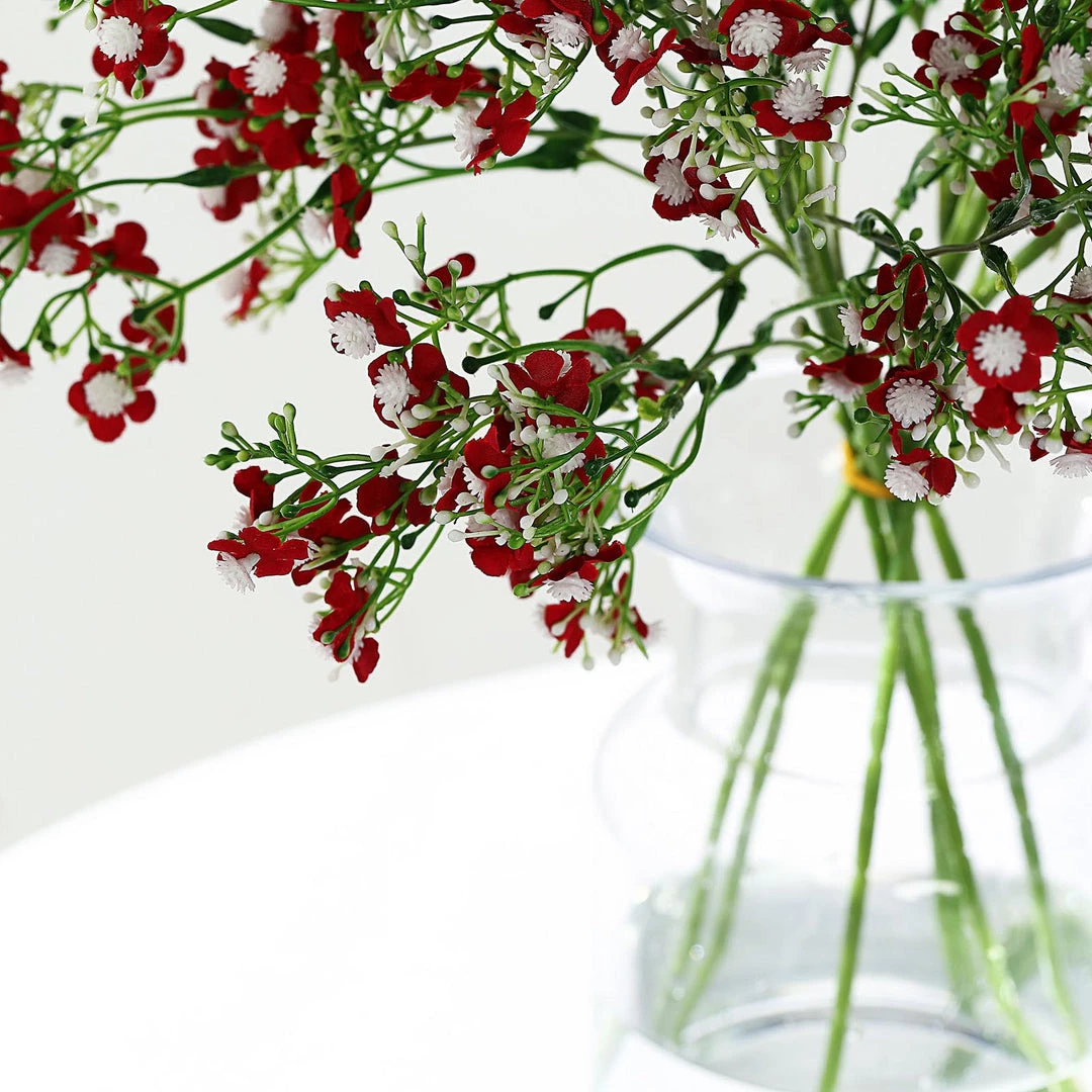HIER_1150 Faux Cherry Blossoms | Baby Breath 4 Stems | 27" Burgundy Artificial Silk Babys Breath Gypsophila Flowers 7 HIER_1150 Faux Cherry Blossoms | Baby Breath 4 Stems | 27" Burgundy Artificial Silk Babys Breath Gypsophila Flowers