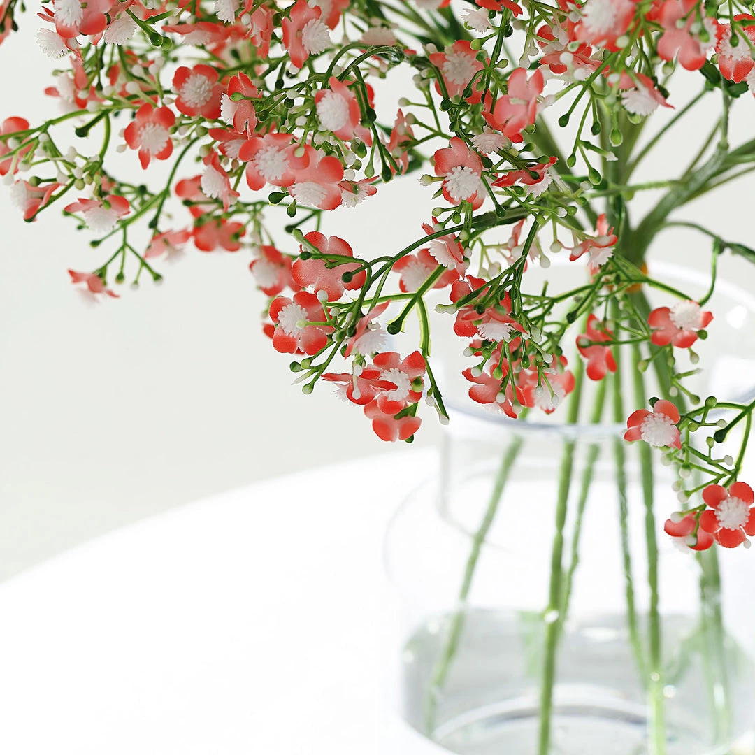 HIER_1150 4 Stems | 27" Coral Artificial Silk Babys Breath Gypsophila Flowers 7 HIER_1150 4 Stems | 27" Coral Artificial Silk Babys Breath Gypsophila Flowers