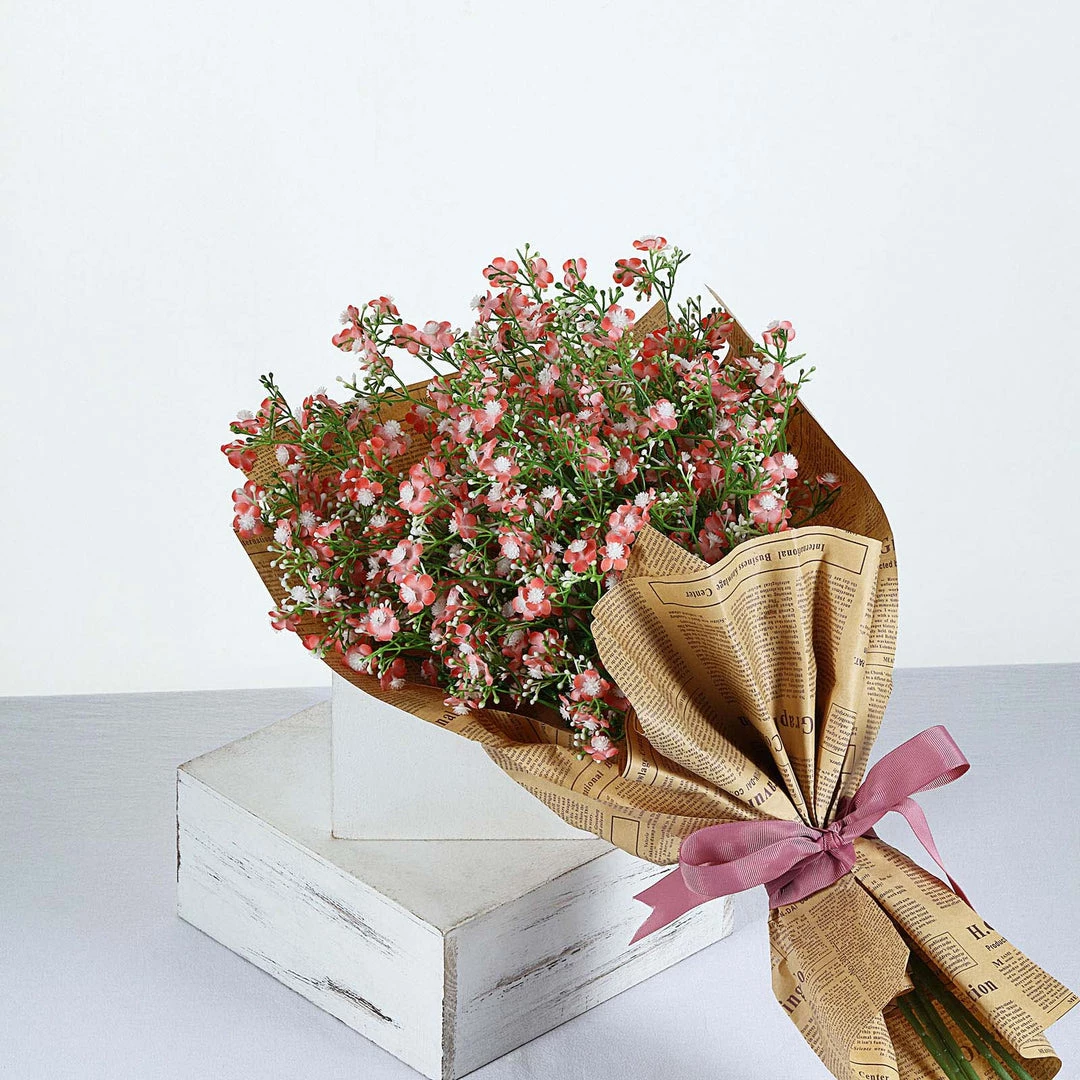 HIER_1150 4 Stems | 27" Coral Artificial Silk Babys Breath Gypsophila Flowers 8 HIER_1150 4 Stems | 27" Coral Artificial Silk Babys Breath Gypsophila Flowers