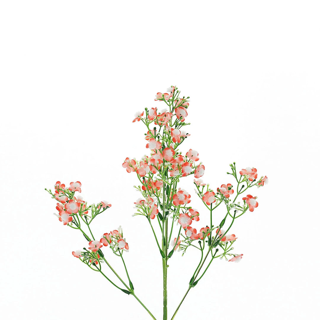 HIER_1150 4 Stems | 27" Coral Artificial Silk Babys Breath Gypsophila Flowers 10 HIER_1150 4 Stems | 27" Coral Artificial Silk Babys Breath Gypsophila Flowers