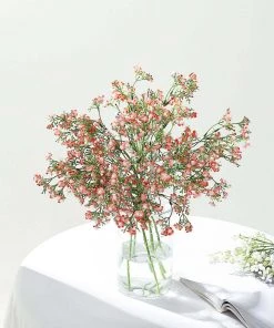 HIER_1150 4 Stems | 27" Coral Artificial Silk Babys Breath Gypsophila Flowers