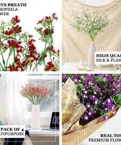 HIER_1150 Faux Cherry Blossoms | Baby Breath 4 Stems | 27" Lavender Artificial Silk Babys Breath Gypsophila Flowers 15 HIER_1150 Faux Cherry Blossoms | Baby Breath 4 Stems | 27